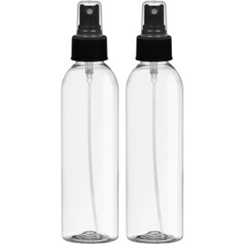 BRIGHTFROM Fine Mist Spray Bottles 6 OZ, Cylinder BPA Free Refillable Containers, Clear, Empty for Essential Oils, Spray, Water - 2 PACK (Black)