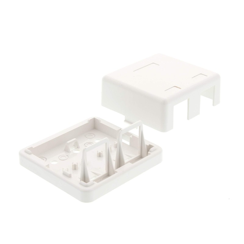 Networx 2-Port Ethernet Keystone Jack Surface Mount Box, Unloaded, White