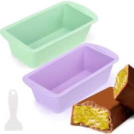 BABORUI 2PCS 2.1" Extra Deep Chocolate Bar Mold with Scraper, Thick Chocolate Bar Mold for Stuffed Bar, Silicone Chocolate Mold for Filling Knafeh Pistachio Chocolate Bar