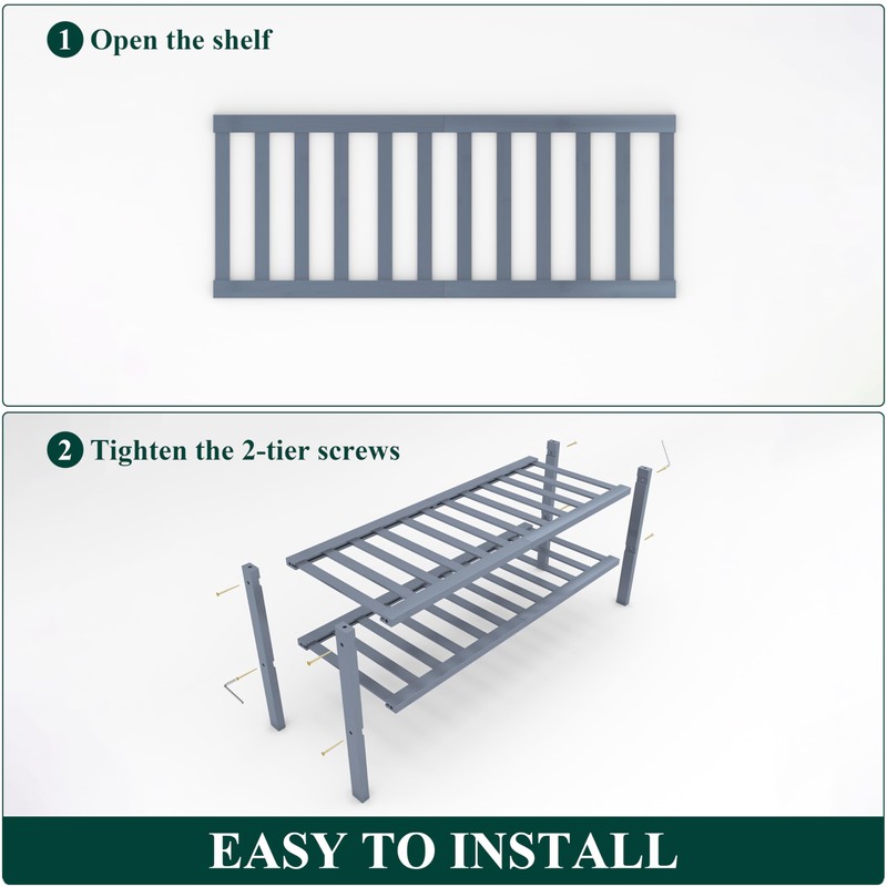 Smiry Shoe Rack, 2 Tier Bamboo Shoe Organizer, Stackable Free