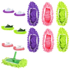 Esshogo Cleaning Shoes Mop Shoes, Washable Slippers Covers, Household Work Mop Shoes, Floor Mop Replacement Cover Microfibre Compatible, Reusable Mop Slippers, Mop Slippers