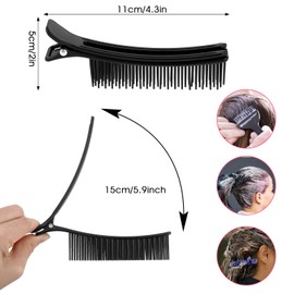 Hair Sectioning Clips Set (2 Pcs) - Professional Grip Clips for Hairstyling, Cutting, Coloring at Salon or Home (Black)
