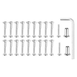 sourcing map Hex Drive Socket Cap Bolt, 20 Set Binding Screw Posts Fit for 5/16"(8mm) Hole Dia Male M6 x 40mm Carbon Steel Binding Bolts with Hex Wrench for Leather Scrapbook Furniture