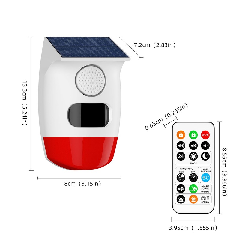 PGST Solar Strobe Alarm Light, Wireless Security Alarm with Remote