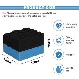 2PCS Large Car Tire Dressing Applicator Pad, Reusable Tire Polish Sponge, Wavy Contour Sponge Cleaning Supplies, Car Accessories for Tire Shine Wax Compound and Polish (Blue/Black)