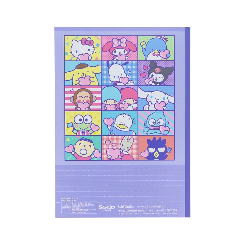 Sunstar Stationery Sanrio Character Notebook, Campus Notebook, A Ruled, 5