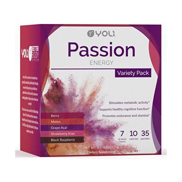 Yoli Passion Energy Drink Variety Pack - Sugar Free - Sweetwened with Stevia - Long Lasting Healthy Energy Without Jitters