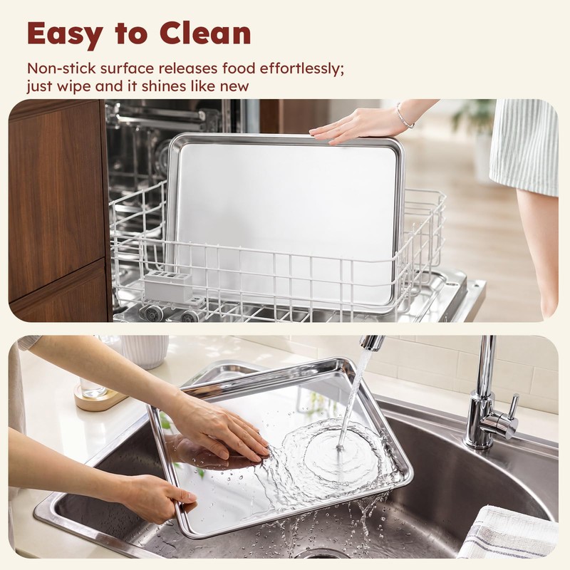 Baking Sheet Set of 3: Stainless Steel Cookie Sheets for
