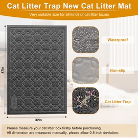 Motsamla Cat Litter Box Mat, 47" x 32" XL Large Kitty Litter Trapping Mat Keep Floor Clean, Litter Box Mat Scatter Control, Waterproof, Easy to Clean, Durable Large Size Litter Mats for Floor