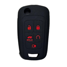 Key Fob Cover for Chevy GMC: 5 Buttons Key Fob Case Fit for Chevy Camaro Equinox Malibu Spark EV Impala Cruze Sonic Volt SS Sedan GMC Terrain Denali 2014-2020丨Remote Protector 13504199 (Black)