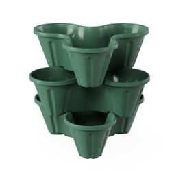 PURE GARDEN Set of 3 Stacking Planter Tower - 3-Tier Space Saving Flower Pots - Indoor/Outdoor Vertical Herb and Vegetable Planter (Hunter Green)