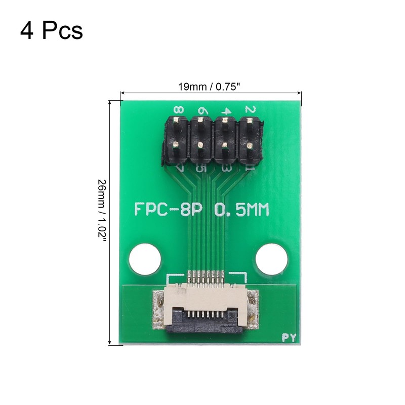 QUARKZMAN 4pcs FFC FPC Connector Board 8 Pin 0.5mm Female