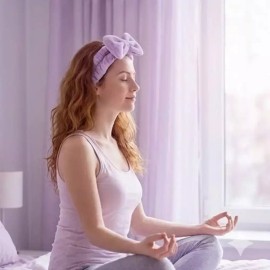리본 세수 세면 고무줄 세안 머리 헤어 밴드 고정 [퍼플] Ribbon Face Wash Hair Band [Purple]