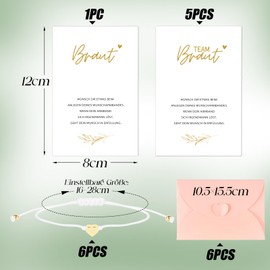 BOOMTOP Set of 6 Hen Party Bracelets Women Stag Night Decoration JGA Accessories Team Bride Bracelets with Heart Bride Team Bride Bracelet Set for Bachelorette Party Wedding