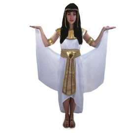 Boutique Retailer Women's Deluxe Egyptian Queen Costume, Medium/Large White/Gold