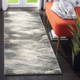 SAFAVIEH Retro Collection RET2891 Modern Abstract Non-Shedding Living Room Bedroom Runner, 2'3" x 15' , Grey / Ivory