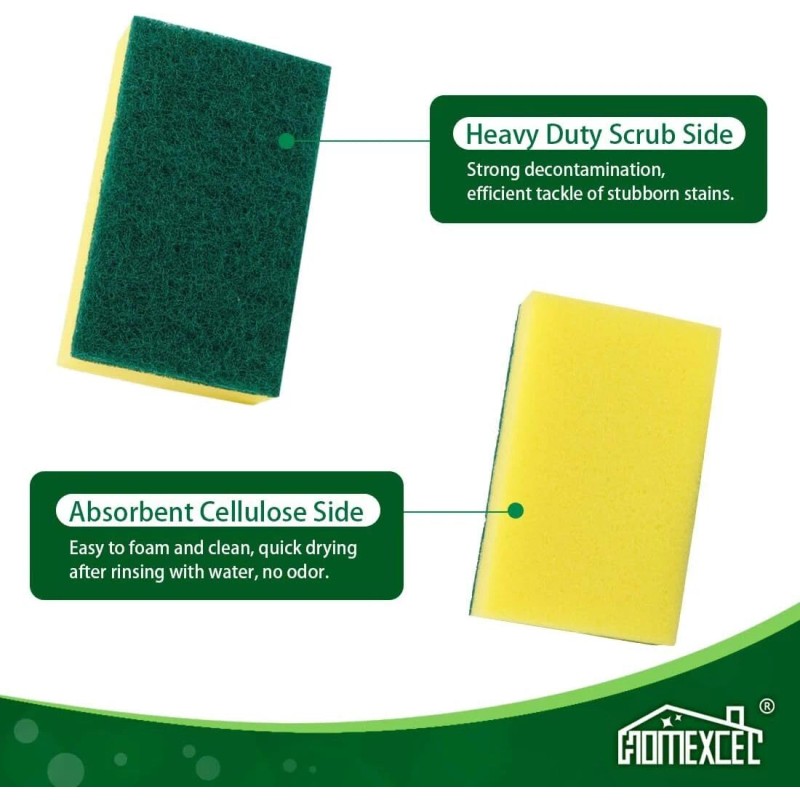 10 Heavy Duty Scrub Sponges Kitchen Extra-Large Cleaning Dishes Pots