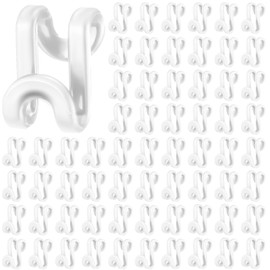 100 Pcs Clothes Hanger Connector Hooks Plastic Mini Cascading Hanger Hooks Space Saving Hanger Extender Hooks Heavy Duty Hanger Extender Clips for Outfit Closet Velvet (White)