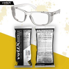 voltX 'Crystal' Full Lens Magnified Reading Safety Glasses, ANSI Z87.1+ & CE EN166F, (+2.0 Dioptre, Clear Lens) - Anti Fog Coated UV400 Lens