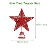 Red Metal Christmas Tree Topper Glittered Xmas Treetop Hollow Star