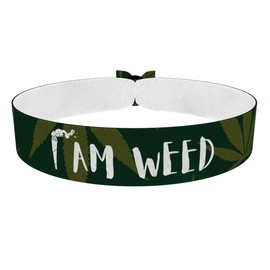 I am Weed Stoffarmband - Wasserfestes Satin Armband - Trippy & Bunt - Cooles Festival Armband - Handgemachtes Freundschaftsarmband - Geschenk für Kiffer & Freunde - Lifestyle Accessoire
