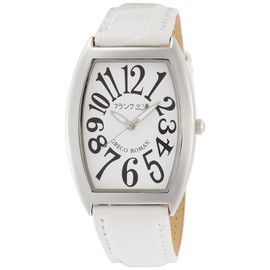 Frank Miura FM00K-W Watch No. 0 Greco Roman Style 400 Unbeaten Commemorative Model Leather Strap White, white, watch