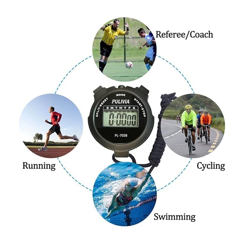 Sports Stopwatch Timer, Multi-Function Digital Stopwatch Large Display with Countdown