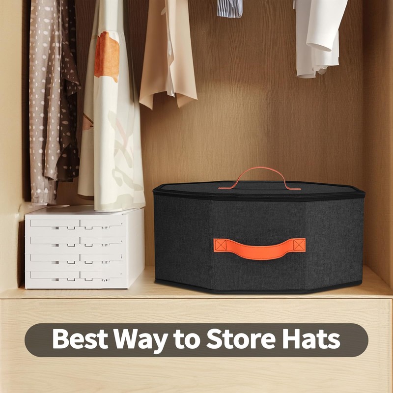 kushon Hat Storage Box for Women & Men, Hardboard Support