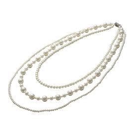 Kowei Store AP21 Women's Long Necklace, Ceremonies, Formal Ceremonies, 3 Strings, Synthetic Pearls, Necklace, Wedding, Coming-of-Age Ceremony, Entrance Ceremony, Accessory, Pearl