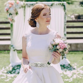 Amaxiu Women's Pearl Belt, Bridal Wedding Waist Belt, Bridesmaid Elegant Waist Band, Adjustable White Bow Belt for Dress, White ribbon