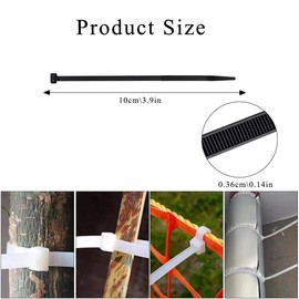 100 Pack Cable Ties, Small Nylon Plastic Self Locking Zip Ties Wraps, Long Heavy Duty with 40lbs, Indoor&Outdoor Use, Cable Management, Wires, Office, Garden, Christmas (Black, 100mm x 4.0mm)