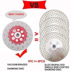 DT-DIATOOL Diamond Cutting and Grinding Discs 4.5 Inch / 115mm x M14 Double Side Coated Vacuum Brazed for Granite Concrete Marble Stone
