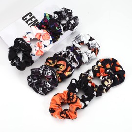 Pumpkin, Skull, Ghost & Spider Web Hair Accessories - Scrunchies & Elastics in 12 Colors for Women & Girls