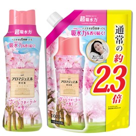 Lenor Happiness Aroma Jewel Scented Beads, Sakura Floral Body, 15.5 fl oz (445 ml) + Refill 1,025 mL (Limited Time)