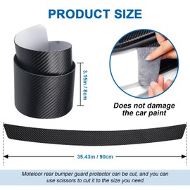 Scratch-Proof Rear Bumper Protector for SUV & Cars – Eco-Friendly, Lightweight & Durable Matte Black Carbon Fiber Style, 35.42" X 3.14" Full-Coverage, Edge-Lock Adhesive (35.42 * 3.14 in)