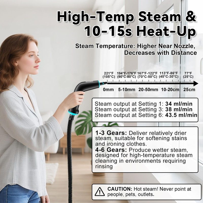 Steam Cleaner, 2500W Portable Handheld Steamer for Cleaning, Large Capacity