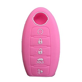 KAWIHEN Silicone Key Fob Cover Fit for Nissan 5 Button Nissan 350Z 370Z Altima Armada GT-R Leaf Pathfinder Rogue Sentra Maxima Murano Versa CWTWB1U840 285E3-3SG0D (Pink)