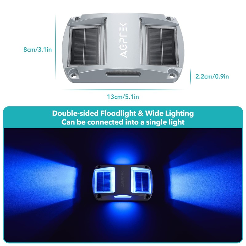 AGPTEK Solar Driveway Lights 12 Pack, Outdoor Deck Dock Marine