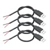 4Pcs USB A Male to 2 Pin Bare Wire 11inch,