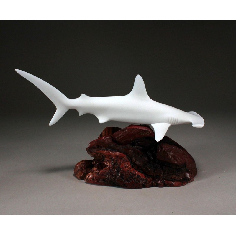 HAMMERHEAD SHARK Sculpture by JOHN PERRY 12in long on polished