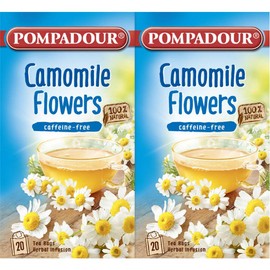Pompadour Chamomile Flower Herbal Tea, 20 TB, Set of 2, 2.1 oz (60 g)