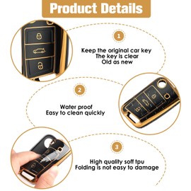 Car Key Cover Tpu Case for VW Tiguan, Sagitar, Polo Lingdu, Passat, Lavida, Tanyue and Other Models - Anti-Scratch and Anti-Fall Flip Key Bag