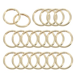 PATIKIL 40mm OD Spring O Rings, 20 Pack Metal Round Clasp Clip Trigger Snap Spring Keyrings Hook Buckle for Purse Handbag Craft Making, Gold Tone