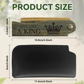CHGCRAFT Crown Folding Wooden Comb Foldable Beard Comb Carved Wooden Combs Fine Tooth Hair Combs with Imitation Leather Protective Cover for Men Grooming Mustaches Head Hair Husband Gift