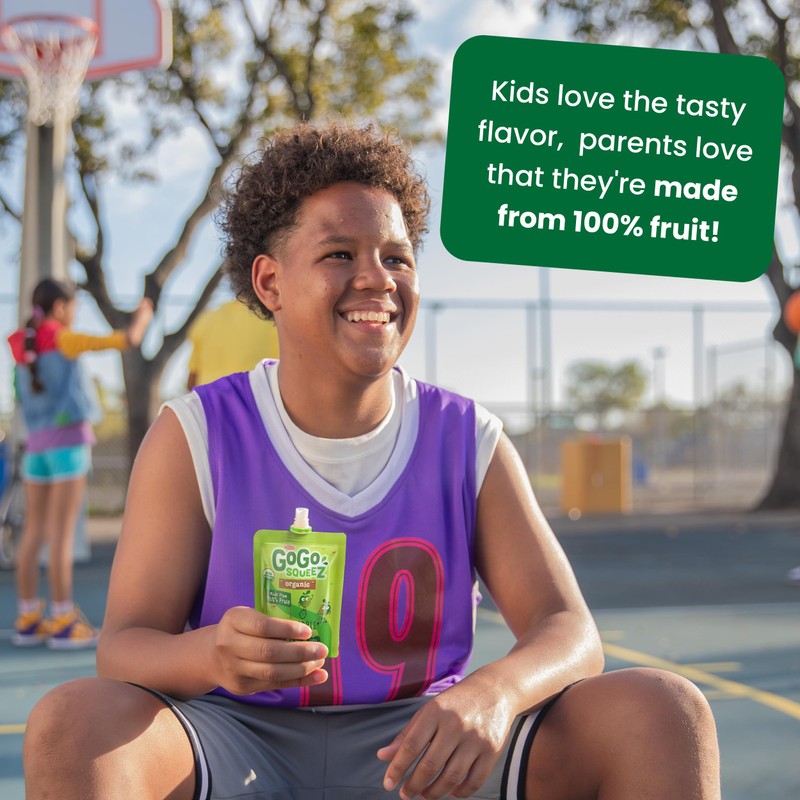 GoGo squeeZ Organic Applesauce and Fruit Puree, Apple Apple, 3.2