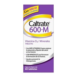 Caltrate 600M Suplemento Multivitamínico De Calcio, con Vitamina D y Minerales, 600 mg, 60 Tabletas