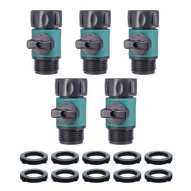 Cuwrlirht Garden Hose Shut Off Valve, 5pcs Water Hose Turn Off Valve Garden Hose Connector Set with Rubber Washers, Standard 3/4" Thread