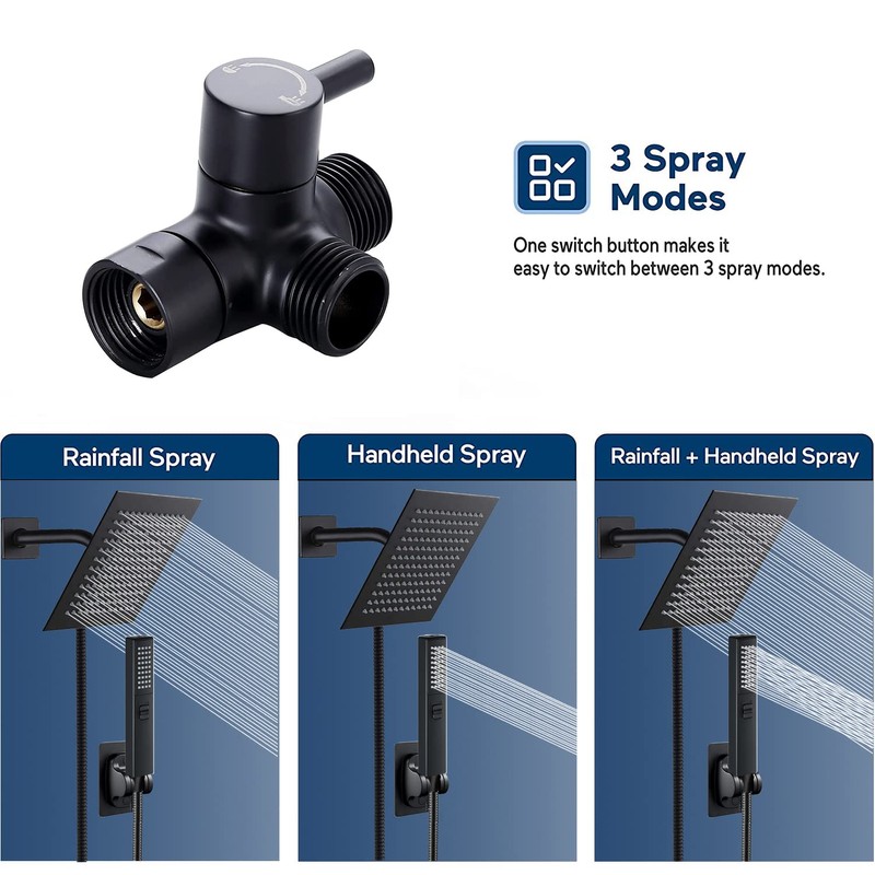 Shower Head, Rain Shower Head with Handheld ,High Pressure 8''