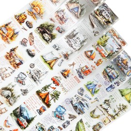 AuriicLeaf Forest Camping Theme PET Tape Set, 6 Rolls of Nature Adventure Stickers for Scrapbooking, Junk Journaling, DIY Crafts, and Art Supplies