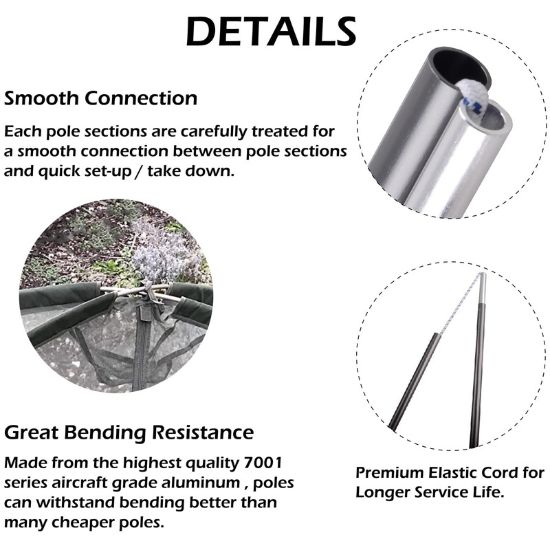 Azarxis Tent Pole, Aluminum Pole, Lightweight, Replacement Pole, Tent Frame,